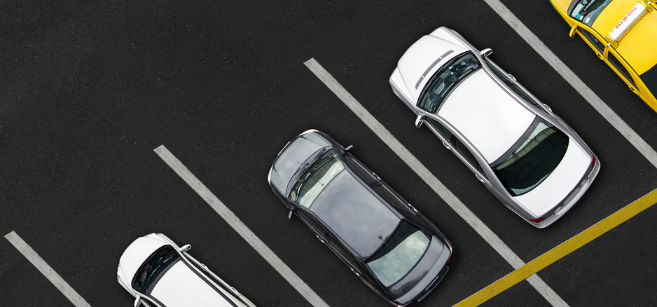 Top view of Cars on an asphalt parking lot