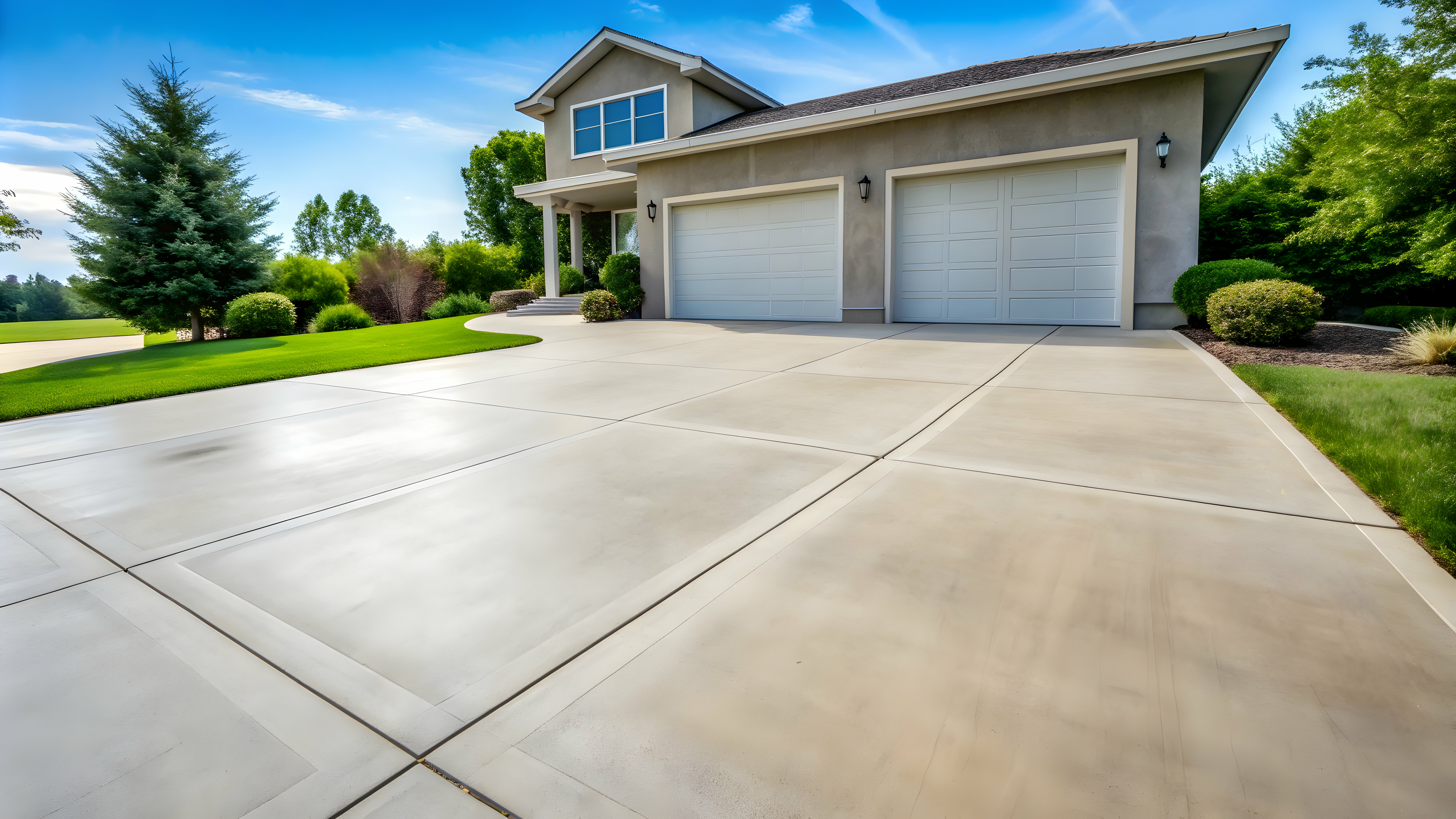 Smooth concrete driveway in Des Moines, Iowa , driveway, concrete, smooth, gray, exterior, residential, modern, clean